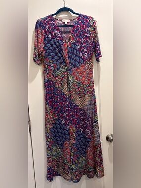 Chaus midi v-neck short sleeve dress L